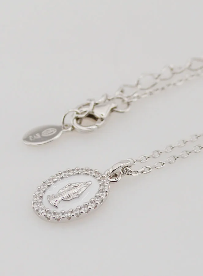 Halskette Wundertätige Medaille Silber und Weißem Emaille (pic 1)