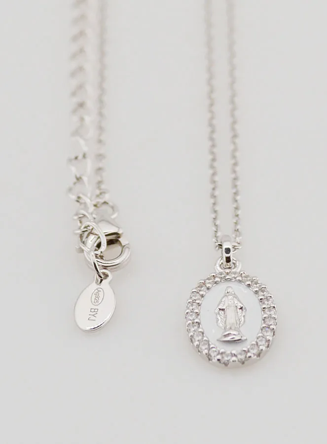 Halskette Wundertätige Medaille Silber und Weißem Emaille (pic 3)