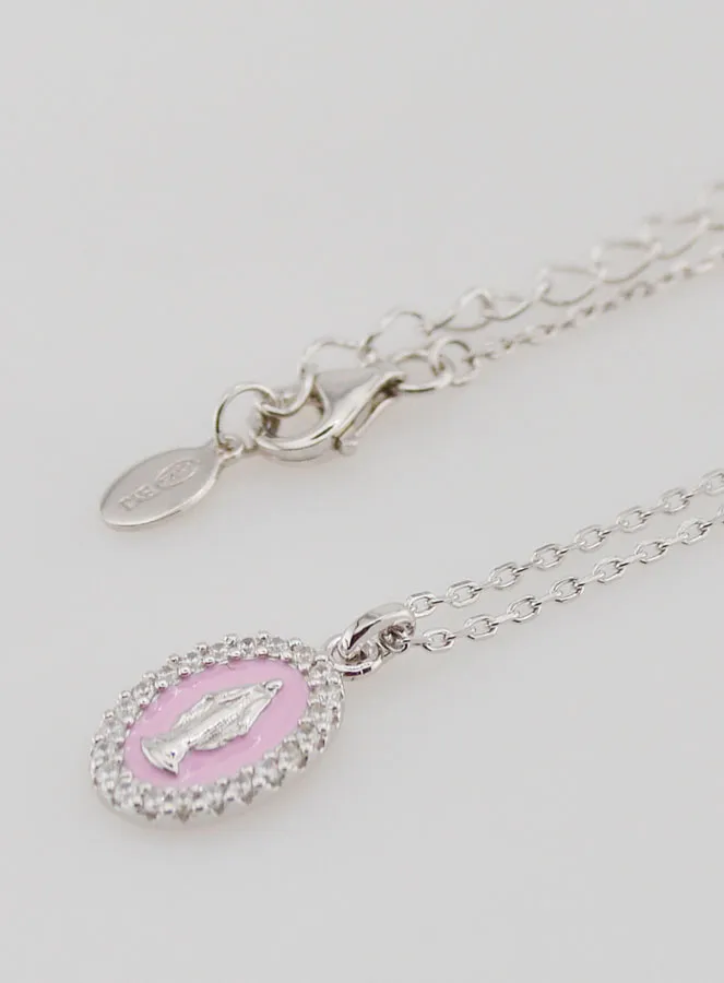 Halskette Wundertätige Medaille Silber und Rosa Emaille (pic 1)