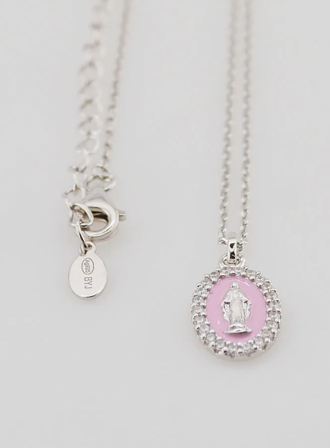 Halskette Wundertätige Medaille Silber und Rosa Emaille (pic 3)