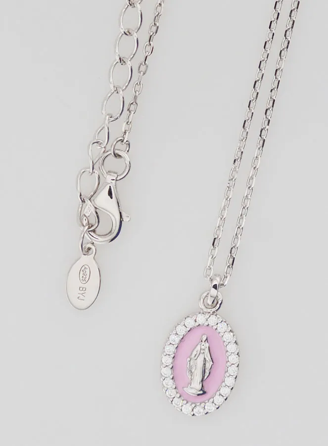 Halskette Wundertätige Medaille Silber und Rosa Emaille (pic 4)