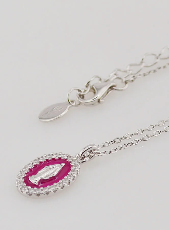 Halskette Wundertätige Medaille Silber und Pink Rosa Emaille (pic 1)