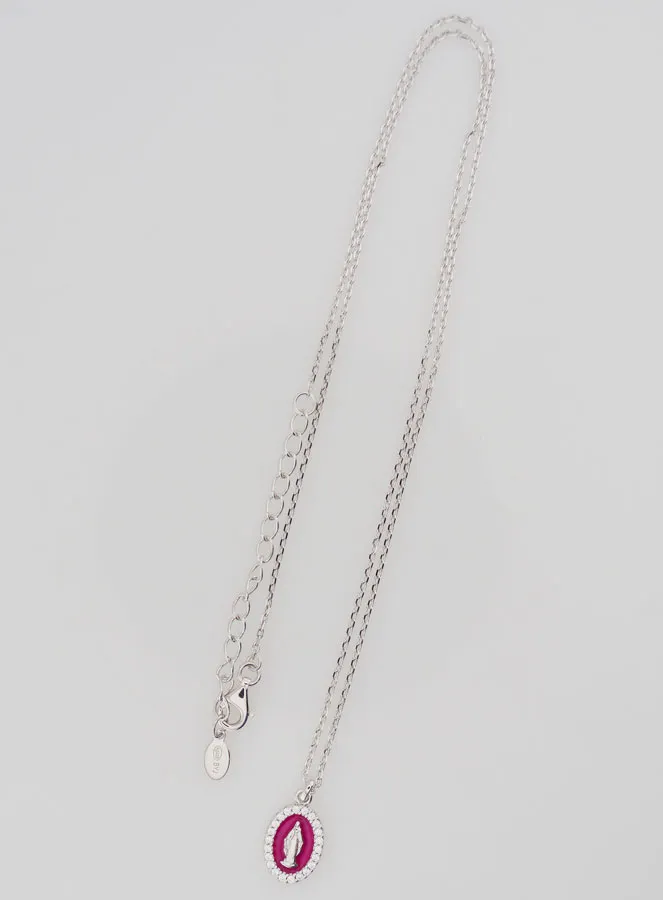 Halskette Wundertätige Medaille Silber und Pink Rosa Emaille (pic 2)