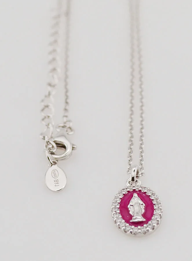 Halskette Wundertätige Medaille Silber und Pink Rosa Emaille (pic 3)