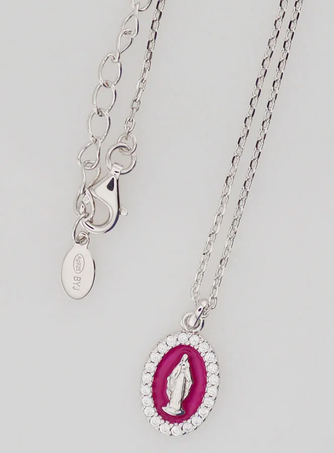 Halskette Wundertätige Medaille Silber und Pink Rosa Emaille (pic 4)