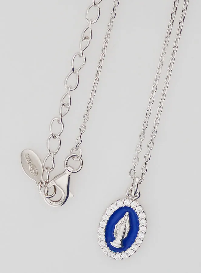 Halskette Wundertätige Medaille Silber und Dunkel-Blaues Emaille (pic 4)