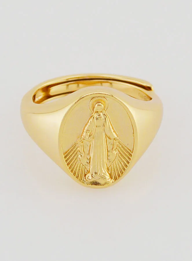 Ring Siegelring Wundertätige Muttergottes Vergoldetes Silber - Größen 46 bis 52 (pic 1)