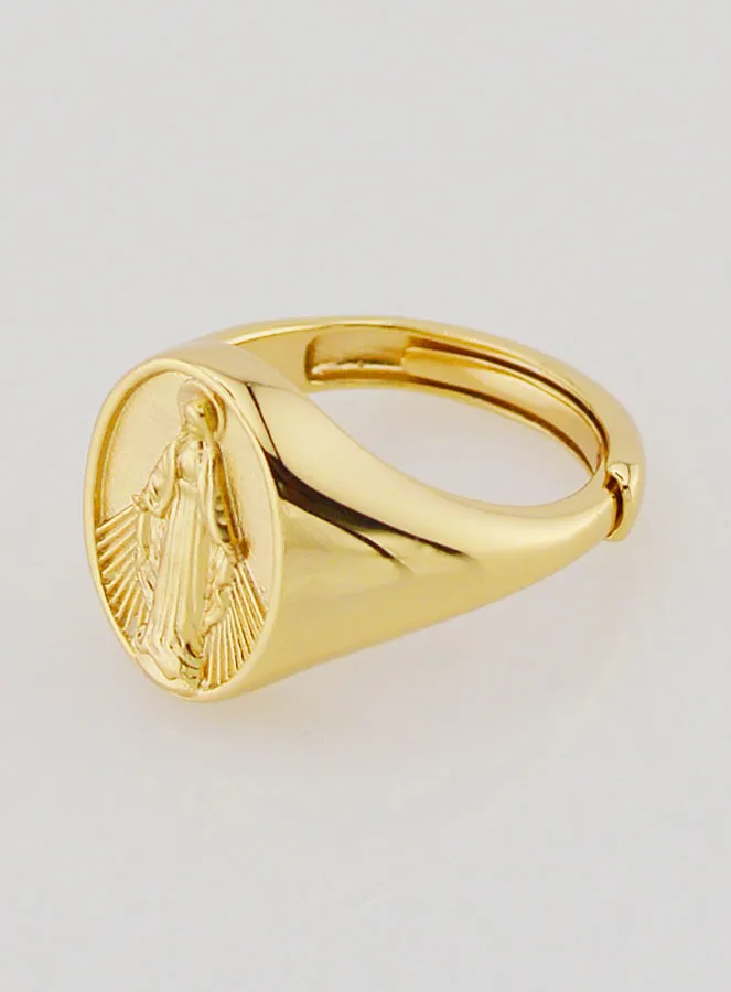 Ring Siegelring Wundertätige Muttergottes Vergoldetes Silber - Größen 46 bis 52 (pic 2)