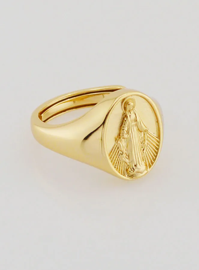 Ring Siegelring Wundertätige Muttergottes Vergoldetes Silber - Größen 46 bis 52 (pic 3)