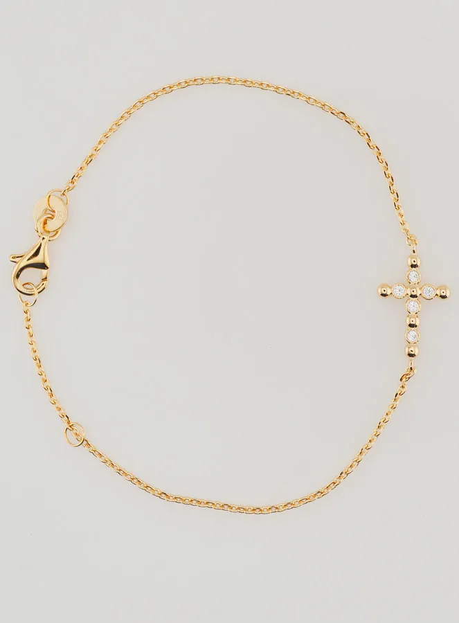 Religiöses Armband Vergoldet - Kreuz Runde Zirkonia (pic 1)