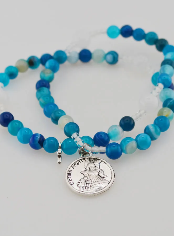 Rosenkranz aus Blauen Achat Edelsteinen – Heiliger Michael (pic 2)
