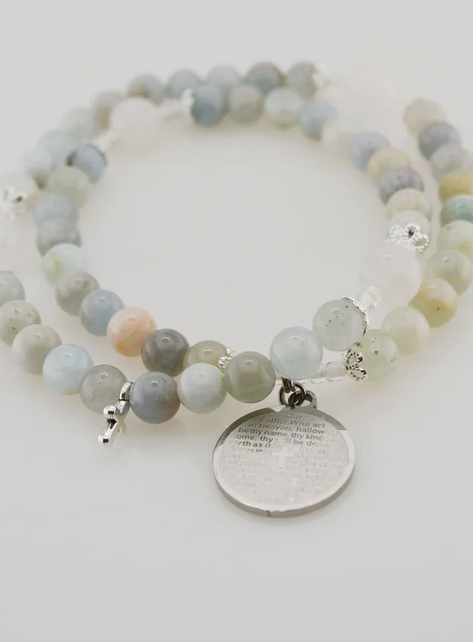 Rosenkranz Armband aus Aquamarin mit Vaterunser (pic 2)