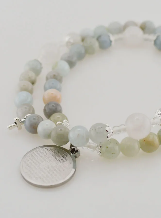 Rosenkranz Armband aus Aquamarin mit Vaterunser (pic 4)