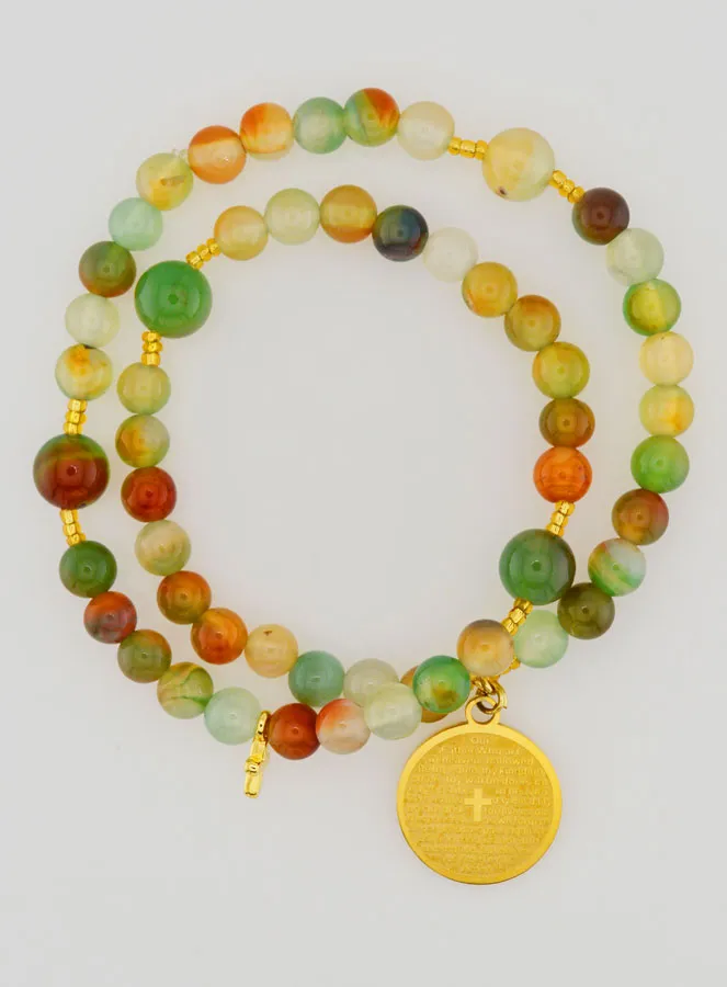 Rosenkranz Armband aus Achat Steinen mit Vaterunser (pic 1)