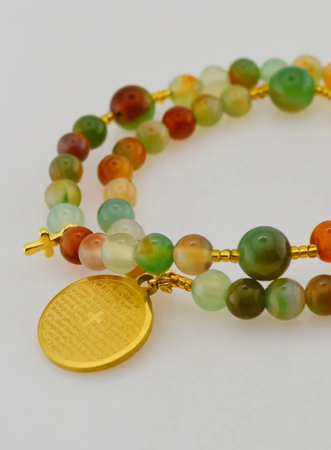 Rosenkranz Armband aus Achat Steinen mit Vaterunser (pic 4)