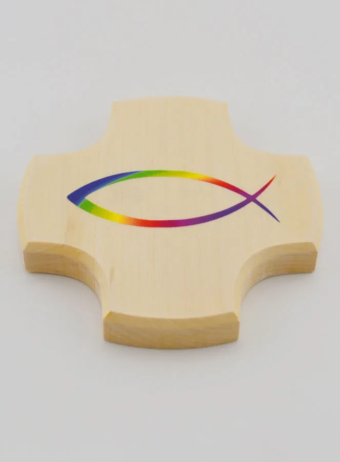 Kreuz aus Ahorn Holz – Christlicher Fisch Ichthys (pic 2)