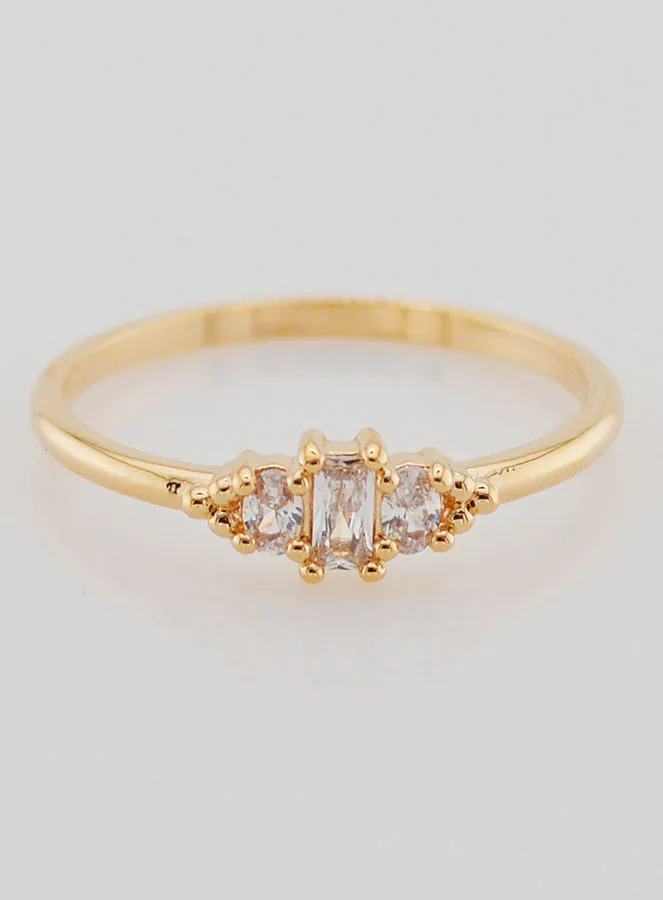 Vergoldeter Ring Dreifaltigkeit mit Zirkonia – Größe 58 (pic 1)