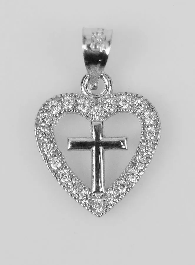 Anhänger Kreuz Herz aus 925er Silber – 16mm (pic 1)