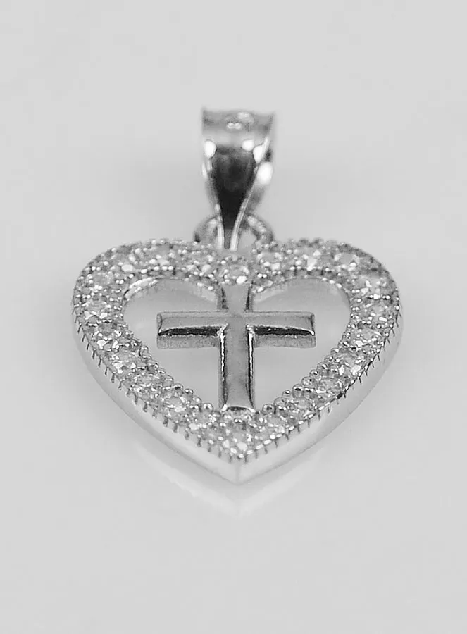 Anhänger Kreuz Herz aus 925er Silber – 16mm (pic 2)