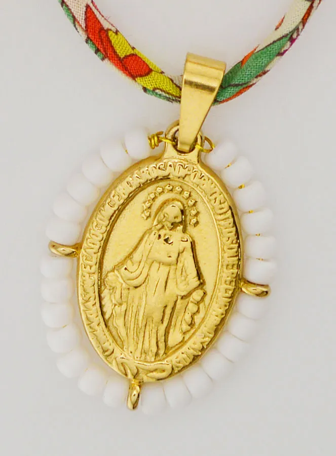Wundertätige Medaille mit Perlen - Liberty Band mit Blumen (pic 4)