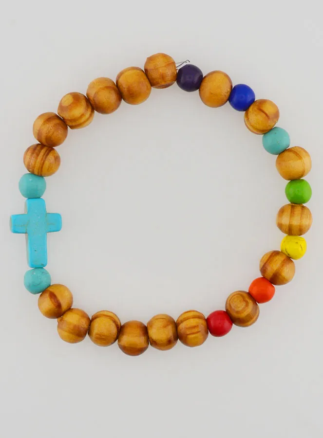 3er-Set Religiöse Armbänder aus Holz mit Kreuz (pic 2)