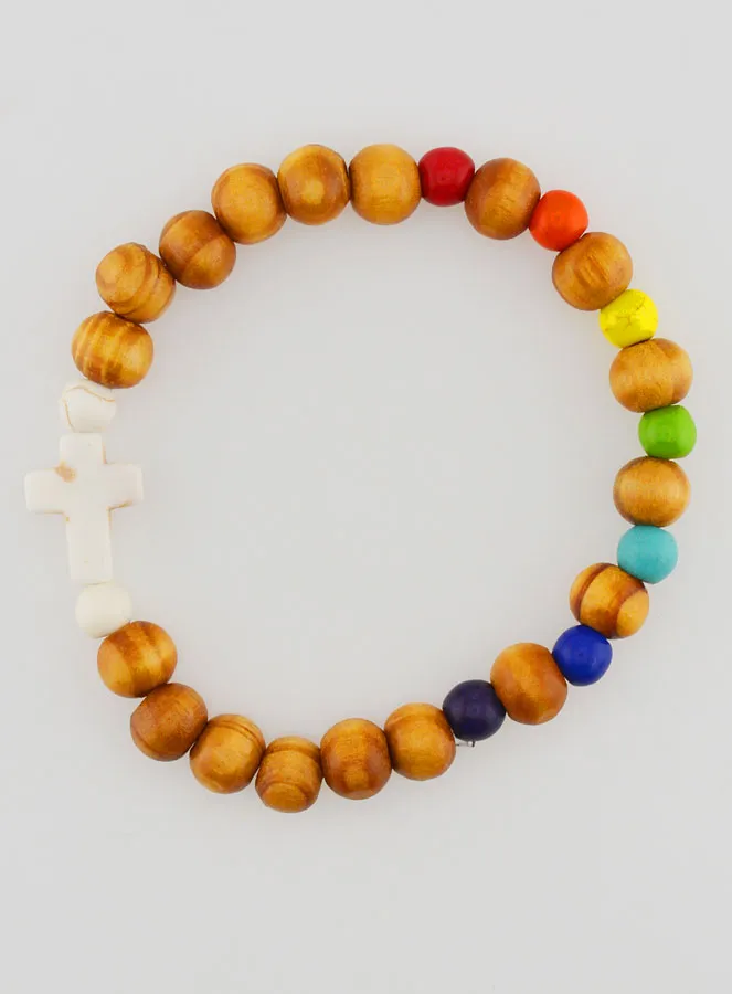 3er-Set Religiöse Armbänder aus Holz mit Kreuz (pic 3)
