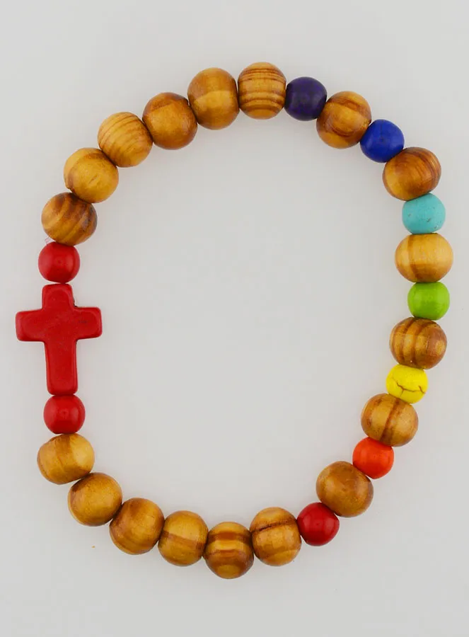 3er-Set Religiöse Armbänder aus Holz mit Kreuz (pic 4)