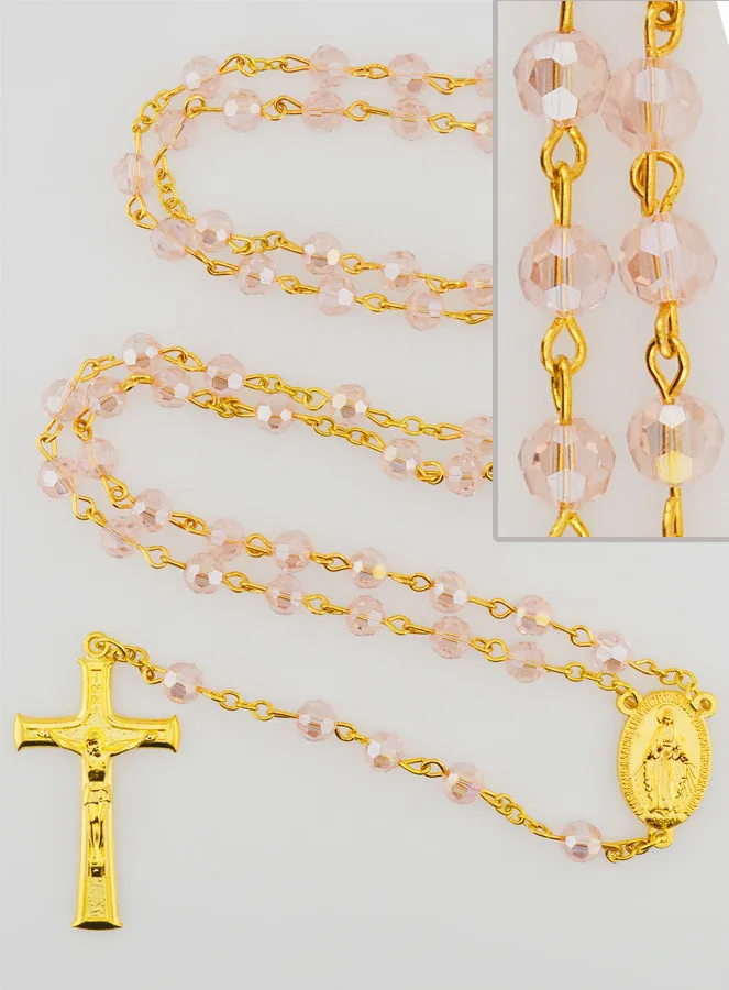 Rosenkranz Wunderbare Medaille aus Facettierten Perlen – Rosa (pic 1)