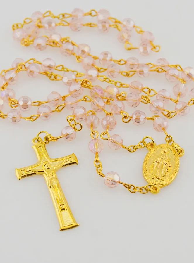 Rosenkranz Wunderbare Medaille aus Facettierten Perlen – Rosa (pic 2)
