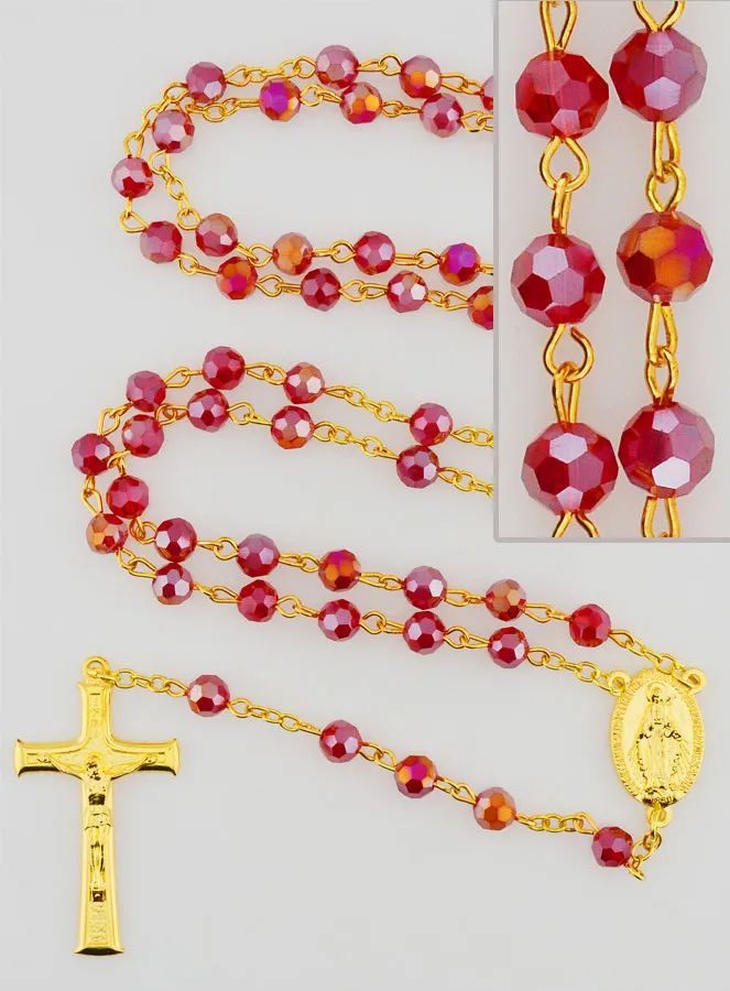 Rosenkranz Wundertätige Medaille aus Facettierten Perlen – Rot (pic 1)