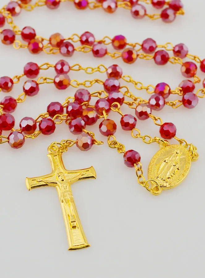 Rosenkranz Wundertätige Medaille aus Facettierten Perlen – Rot (pic 2)