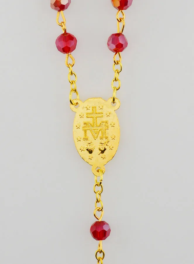 Rosenkranz Wundertätige Medaille aus Facettierten Perlen – Rot (pic 4)