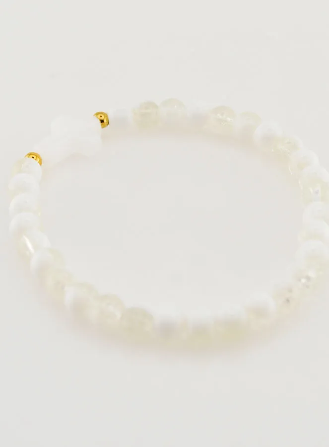 Religiöses Armband mit Kreuz und Weißen Glasperlen (pic 4)