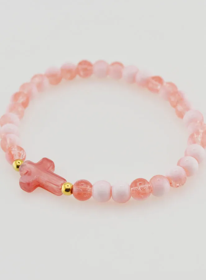 Religiöses Armband mit Kreuz und Roten Glasperlen (pic 3)