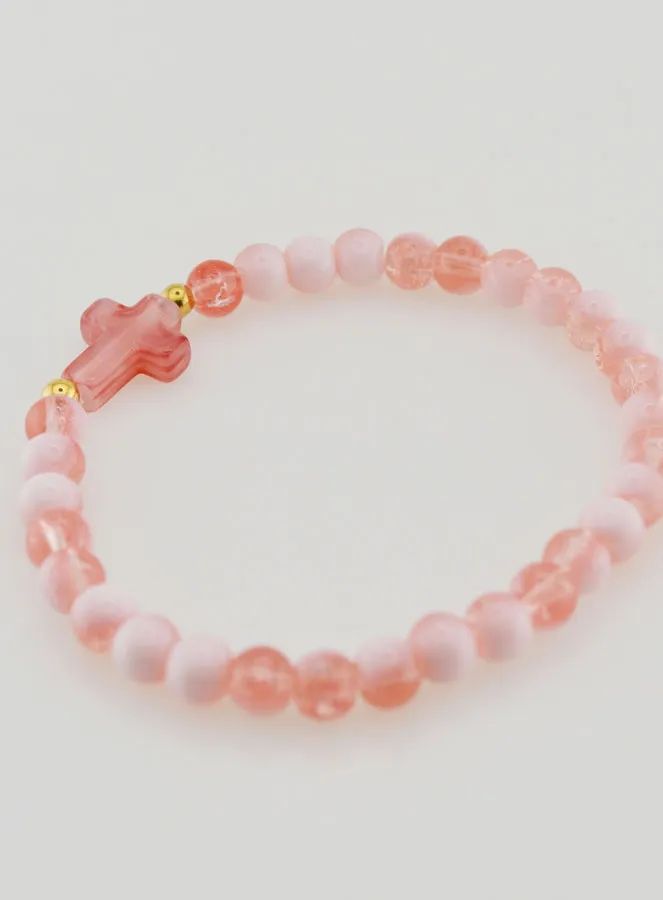 Religiöses Armband mit Kreuz und Roten Glasperlen (pic 4)