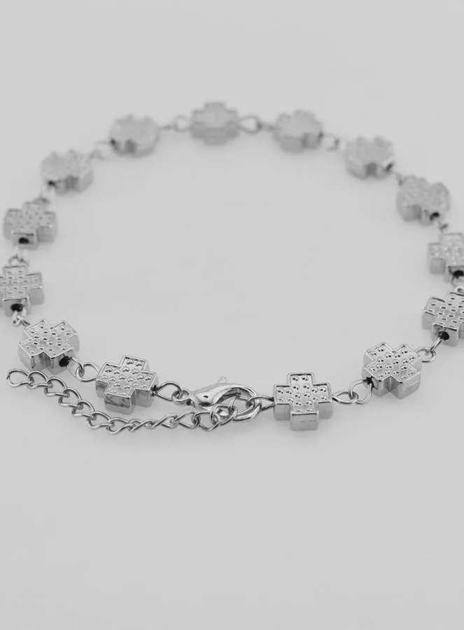 Silberfarbenes Religiöses Armband mit Quadratischen Kreuzen (pic 2)