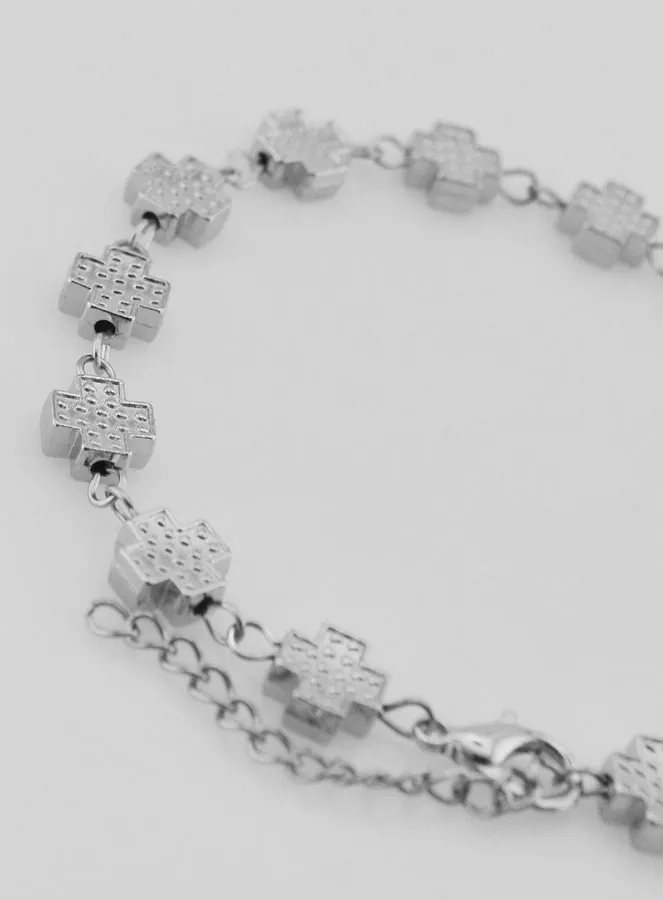 Silberfarbenes Religiöses Armband mit Quadratischen Kreuzen (pic 3)