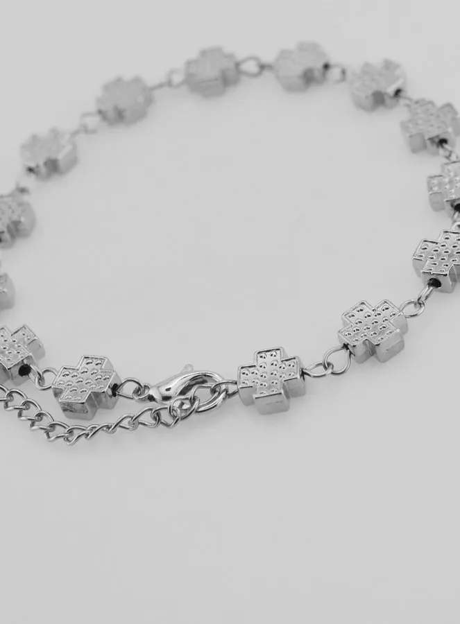 Silberfarbenes Religiöses Armband mit Quadratischen Kreuzen (pic 4)