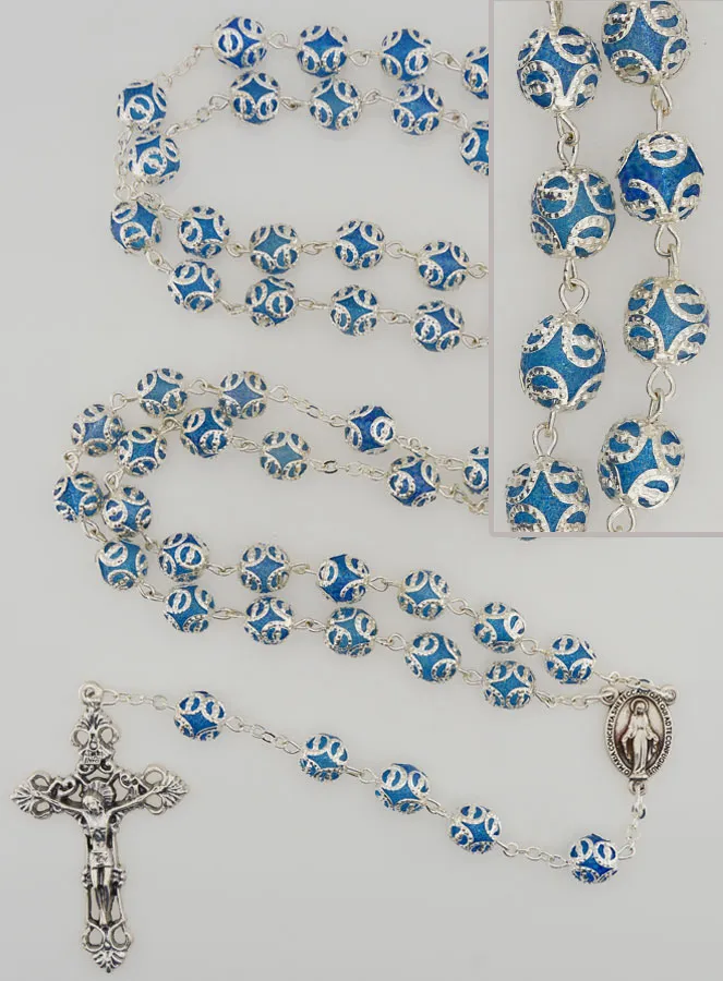 Rosenkranz Wundertätige Madonna und Barockes Kreuz - Blau (pic 1)