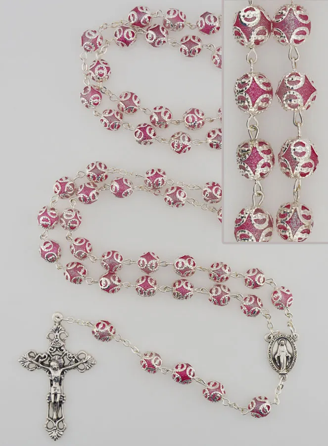 Rosenkranz aus Rosa Perlen – Wunderbare Medaille und Barockes Kreuz (pic 1)