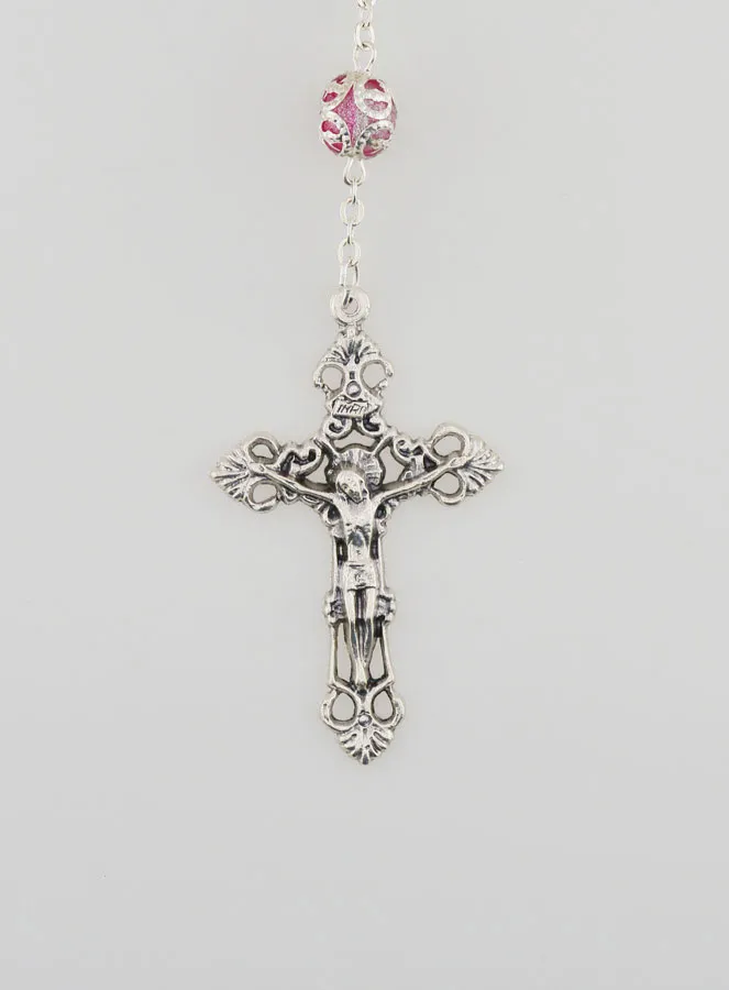 Rosenkranz aus Rosa Perlen – Wunderbare Medaille und Barockes Kreuz (pic 3)