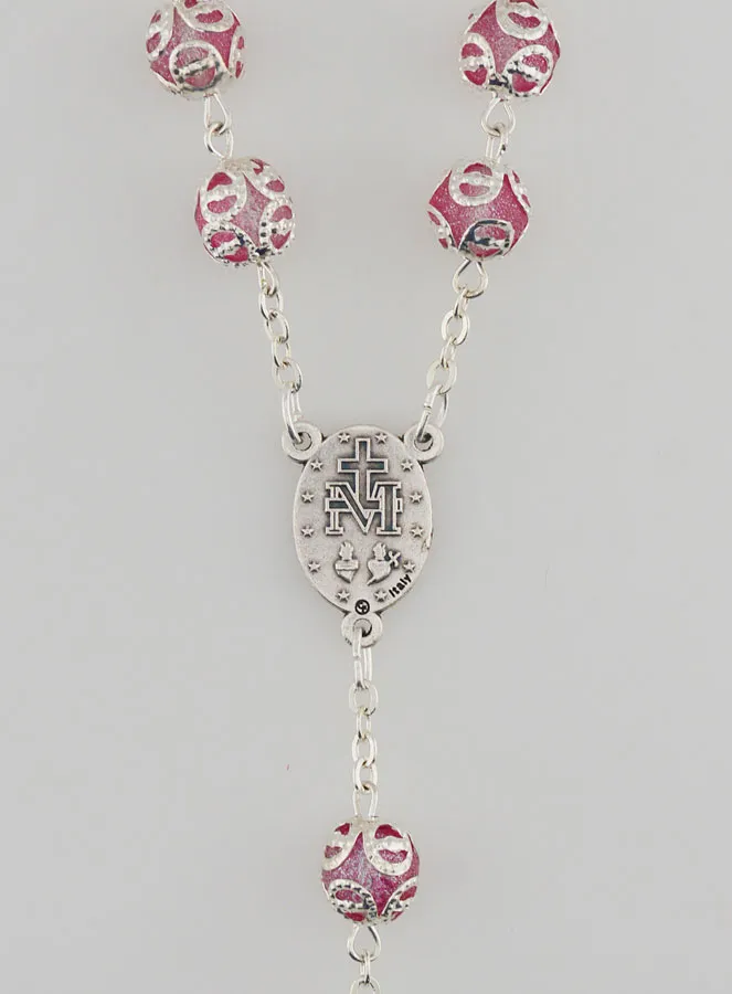 Rosenkranz Wundertätige Madonna und Barockes Kreuz - Rosa (pic 4)