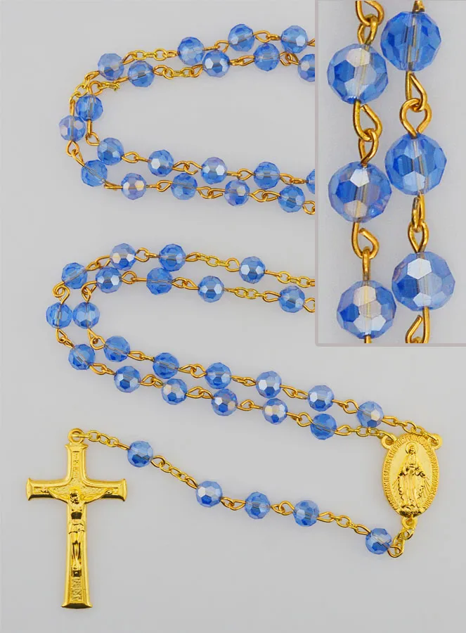 Rosenkranz Kristall Blau und Wunderbare Medaille (pic 1)