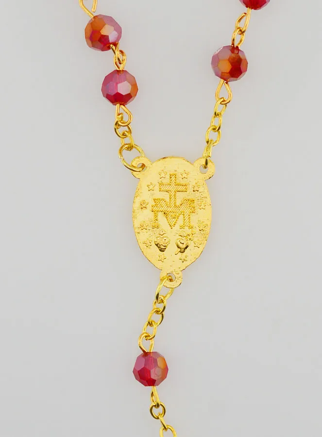 Rosenkranz Kristall Rot und Wundertätige Medaille (pic 4)