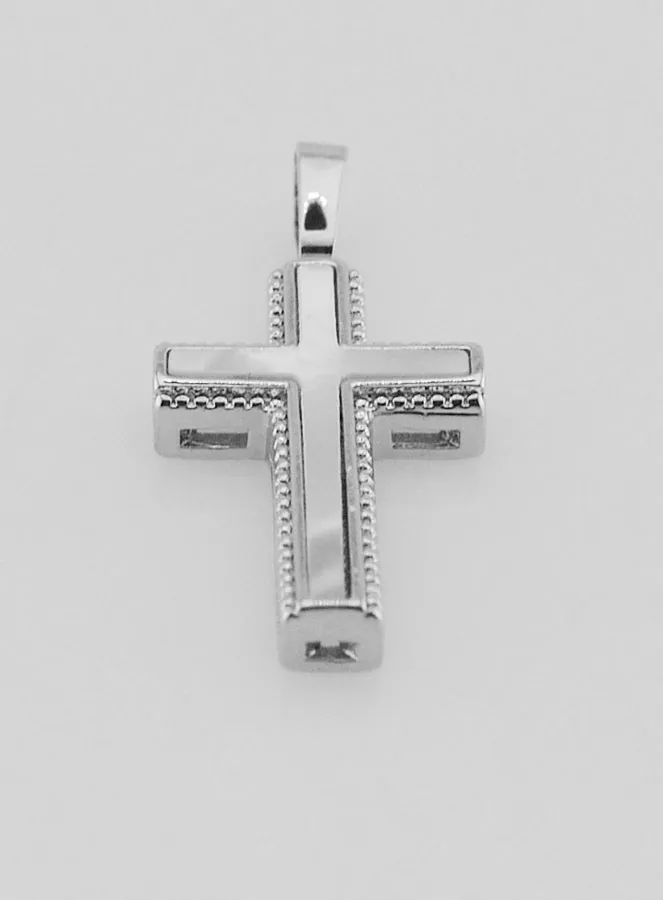 Anhänger Kreuz aus Perlmutt und Silberfarbenem Messing (pic 2)