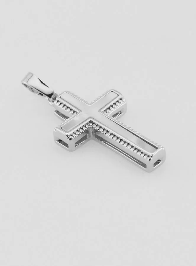 Anhänger Kreuz aus Perlmutt und Silberfarbenem Messing (pic 3)