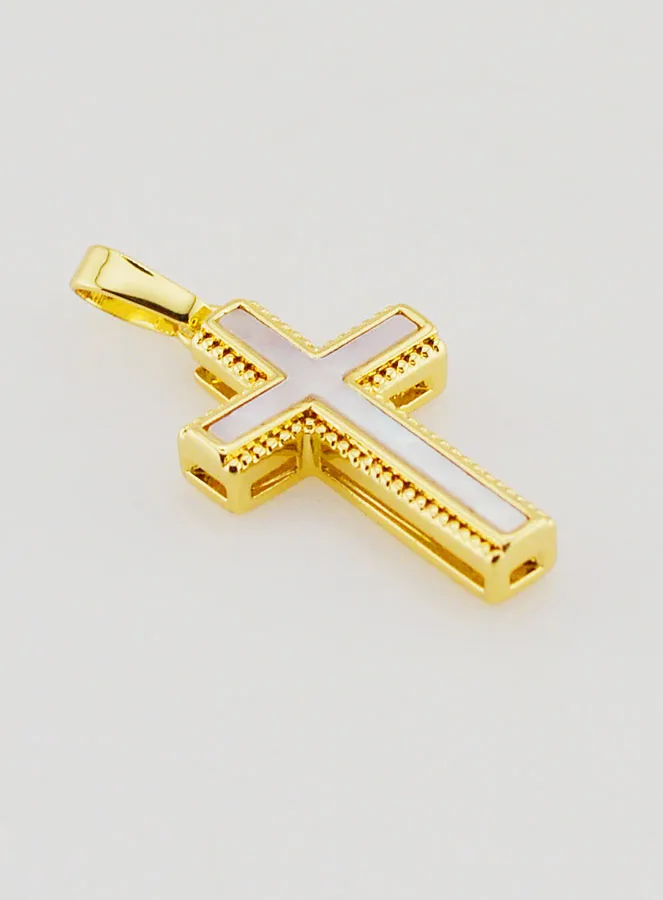 Anhänger Kreuz aus Perlmutt und Goldfarbenem Messing (pic 3)