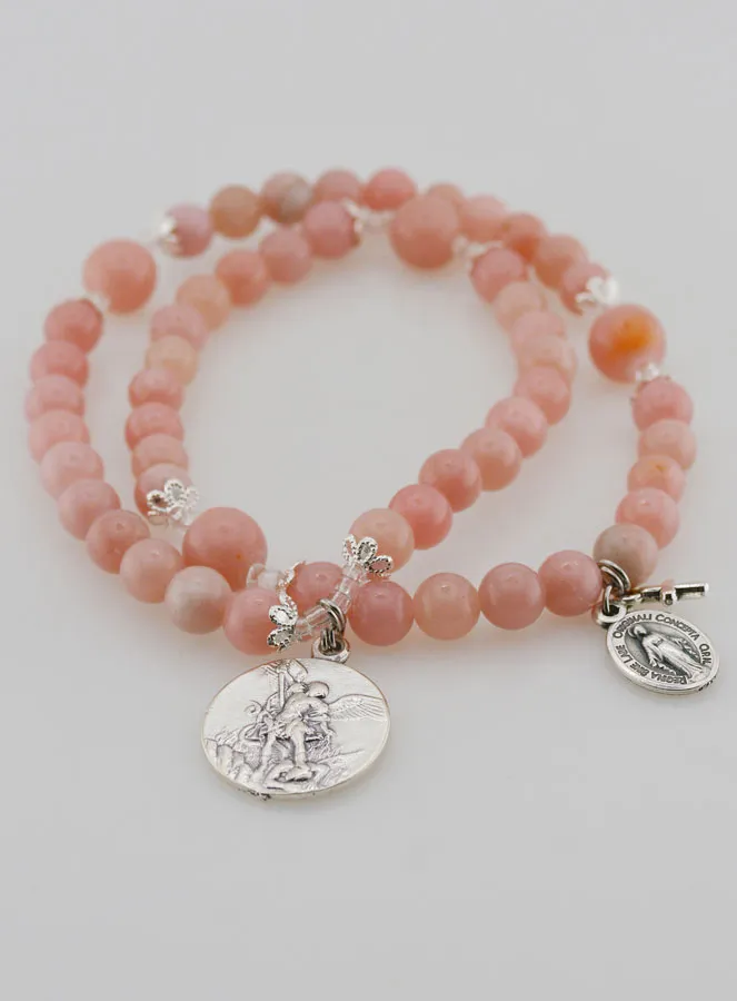 Rosenkranz Wunderbare Medaille und Heiliger Michael aus Rosa Opal (pic 2)