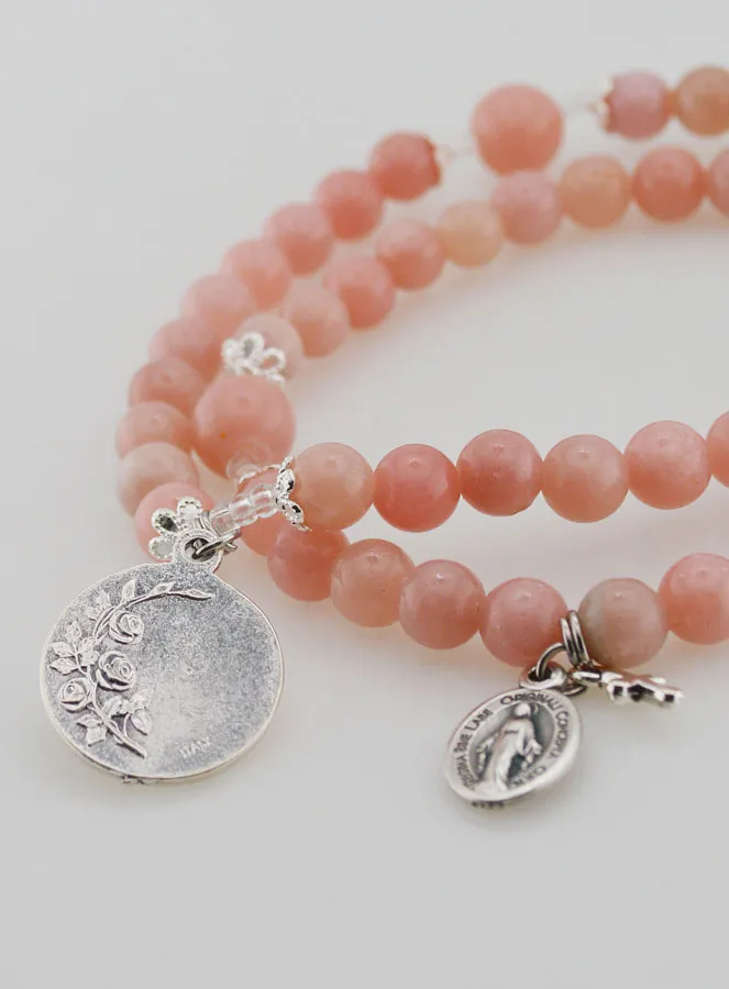 Rosenkranz Wunderbare Medaille und Heiliger Michael aus Rosa Opal (pic 3)