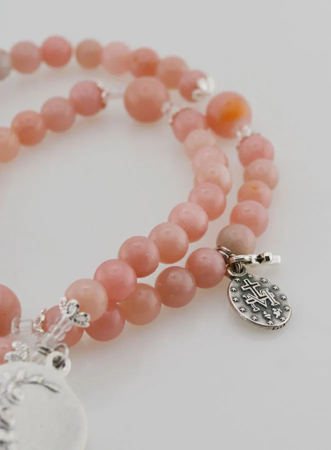 Rosenkranz Wunderbare Medaille und Heiliger Michael aus Rosa Opal (pic 4)
